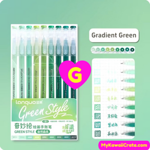 Gradient green gel pens