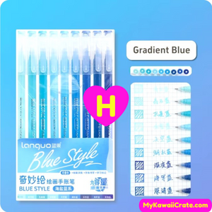 gradient blue gel pens