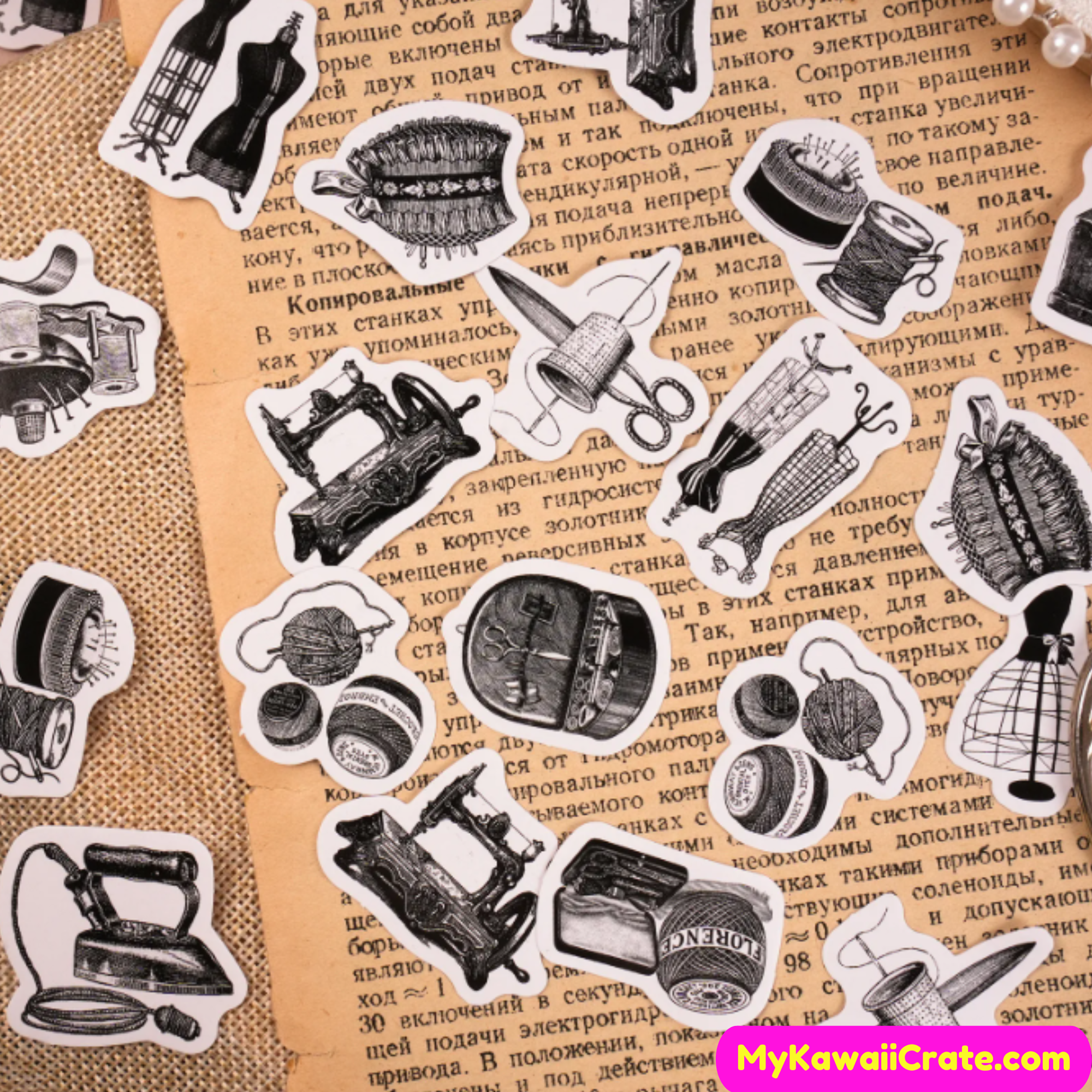 Black Kawaii Cute Scrapbook Journal Stickers Japanese Style Diary Craft Art  46pc