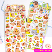 The Busy Life of a Capybara 3D Puffy Stickers 4 Sheets Set