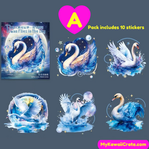 The Dance of the Swans Shell Light Decorative Stickers 10 Pc Pack