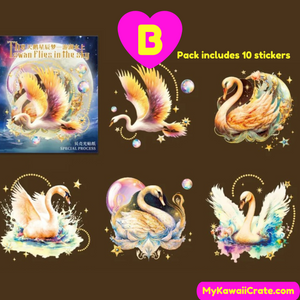 The Dance of the Swans Shell Light Decorative Stickers 10 Pc Pack