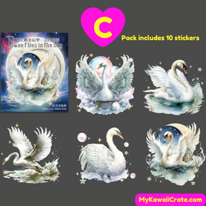 The Dance of the Swans Shell Light Decorative Stickers 10 Pc Pack