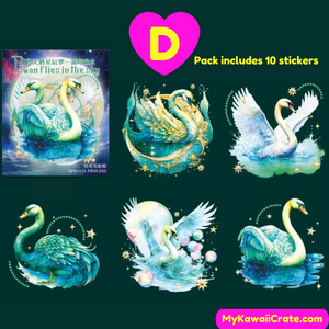 The Dance of the Swans Shell Light Decorative Stickers 10 Pc Pack