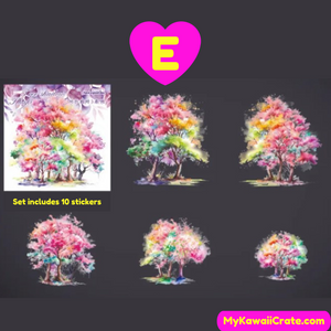 Vibrant Trees Shell Light Technology Waterproof Decorative Stickers 10 Pc Pack