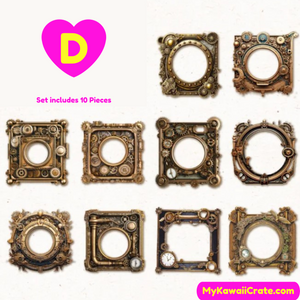 Vintage Brass Style Frames Decorative Material Paper 10 Pc Pack