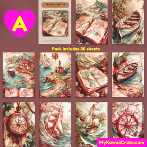 Vintage Style Travel Decorative Material Paper 30 Sheets Pack