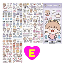 Kawaii Girl and Animal Friends Stickers 10 Sheets Set