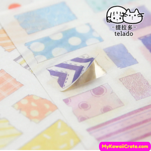 Colorful Geometric Patterns Washi Stickers 15 Sheets Set