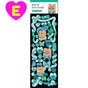 Kawaii Dancing Bear Glittery Stickers 2 Sheets Set
