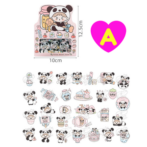 Kawaii Milk Cow Panda Girl Stickers 30 Pc Pack