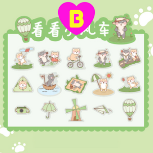 Kawaii Shiba Inu Dog Vacation Time Stickers 30 Pc Pack