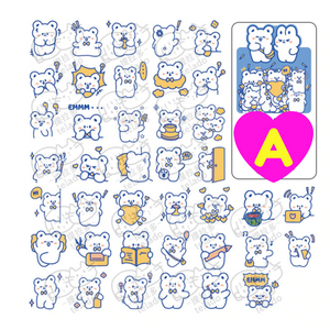 Kawaii Cute Cream Bear Decorative Stickers 40 Pc Pack