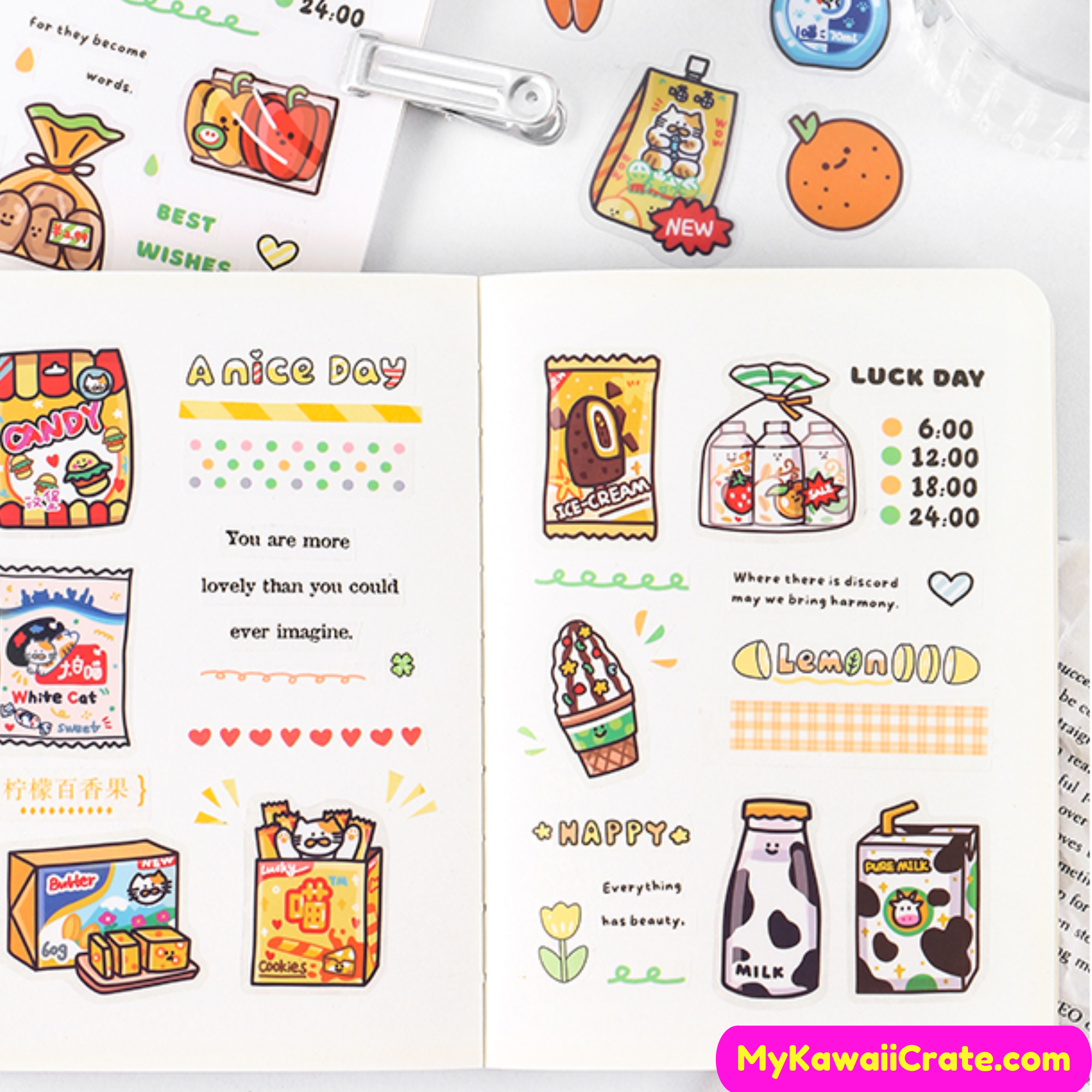 Cute Food Stickers, Decorative Stickers, Planner Stickers, Diary