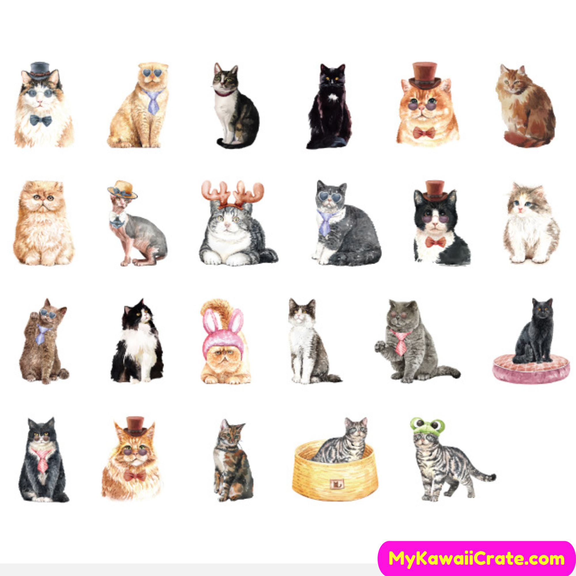 45pcs of Playful Cats Decorative Stickers - Kuru Store