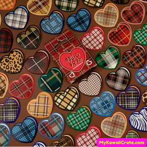 Kawaii Plaid Hearts Stickers 45 Pc Pack