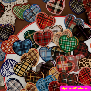 Plaid Heart Stickers