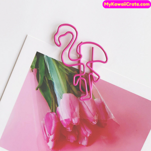 12 Pc Sweet Pink Flamingo Oversized Paper Clip Bookmark