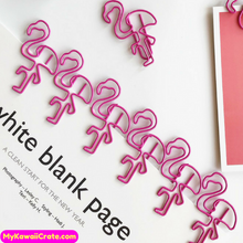 12 Pc Sweet Pink Flamingo Oversized Paper Clip Bookmark