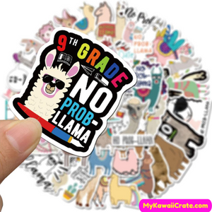 Kawaii Happy Llama Alpaca Waterproof Stickers 50 Pc Pack