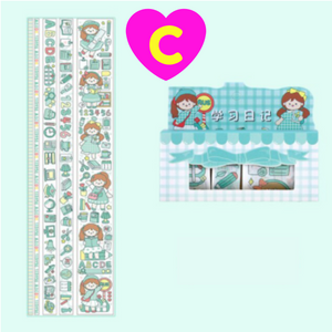 Kawaii Magic Girl Color Coordinated Washi Tapes 5 Pc Set