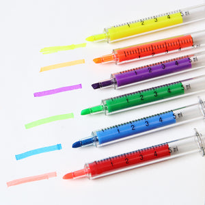 Novelty Syringe Highlighters 6 Pc Set