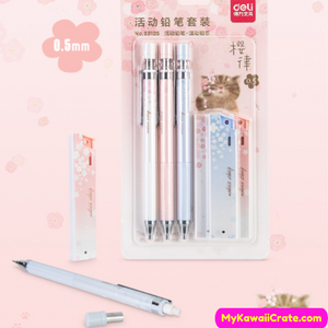 Japanese Sakura Cherry Blossoms Mechanical Pencil and Lead Refills 6 Pc Set