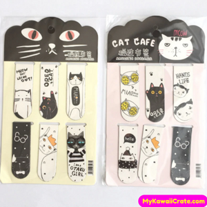 6 Pc Pack Cat World Magnetic Bookmarks