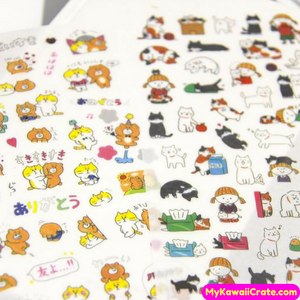 6 Sheets Kawaii Cute Dog Funny Cat Cartoon Stickers