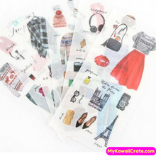 6 Sheets Kawaii Cute Fashion Clothes Accessories Decorative Sticker Set
