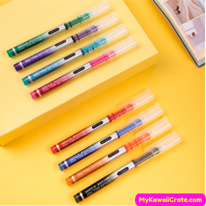 8 Pc Pack Bright Colors Quick Dry Fine Tip Roller Ball Pens