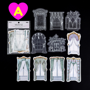 Ballroom Window Courtains Decorative Stickers Material Paper 10 Pc Set