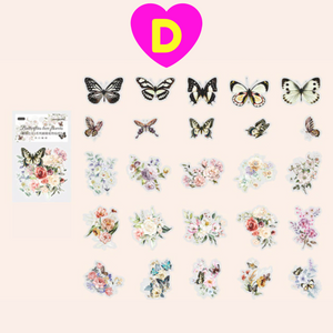 Butterflies in the Garden Decorative Stickers 50 Pc Set