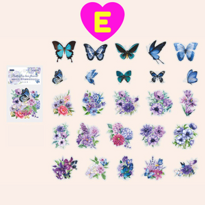 Butterflies in the Garden Decorative Stickers 50 Pc Set