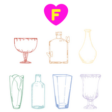 Colorful Glass Bottle Vase Collection Decorative Stickers 14 Pc Set