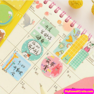 Colorful Animal Party Schedule Marker Sticky Notes ~ Index Notes