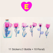 Delicate Bottled Flowers Oversized Stickers 11 Pcs Pack
