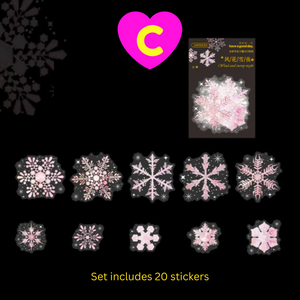 Delicate Snowflake Ice Crystals Decorative Stickers 20 Pc Pack