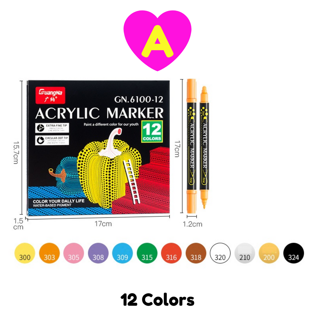 Dual Tip Premium Acrylic Paint Pens Markers 12/24/36 Colors Set
