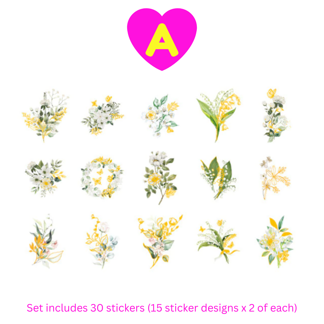 Garden of Delicate Flowers Gilding Stickers 30 Pc Set