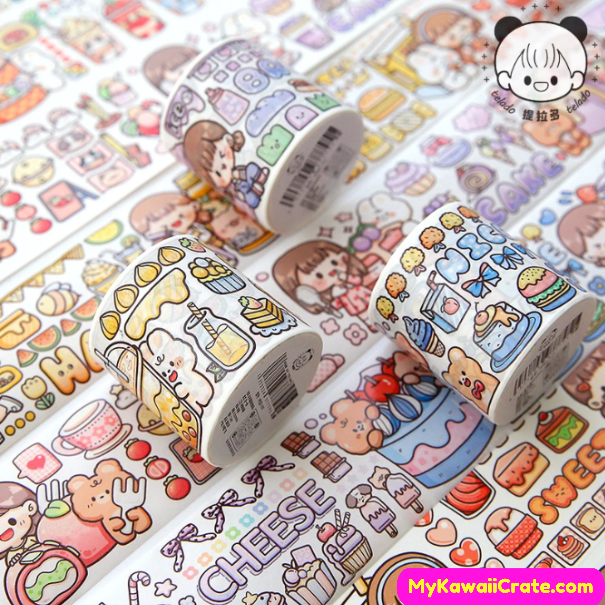 Kawaii Cartoon Fun Girl Washi Tape Stickers, Cute Stickers