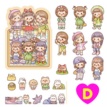Kawaii Cartoon Little Girls Decorative Stickers 40 Pc Set