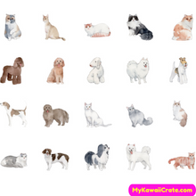 Kawaii Cats and Dogs Breeds Decorative Stickers 45 Pc Set