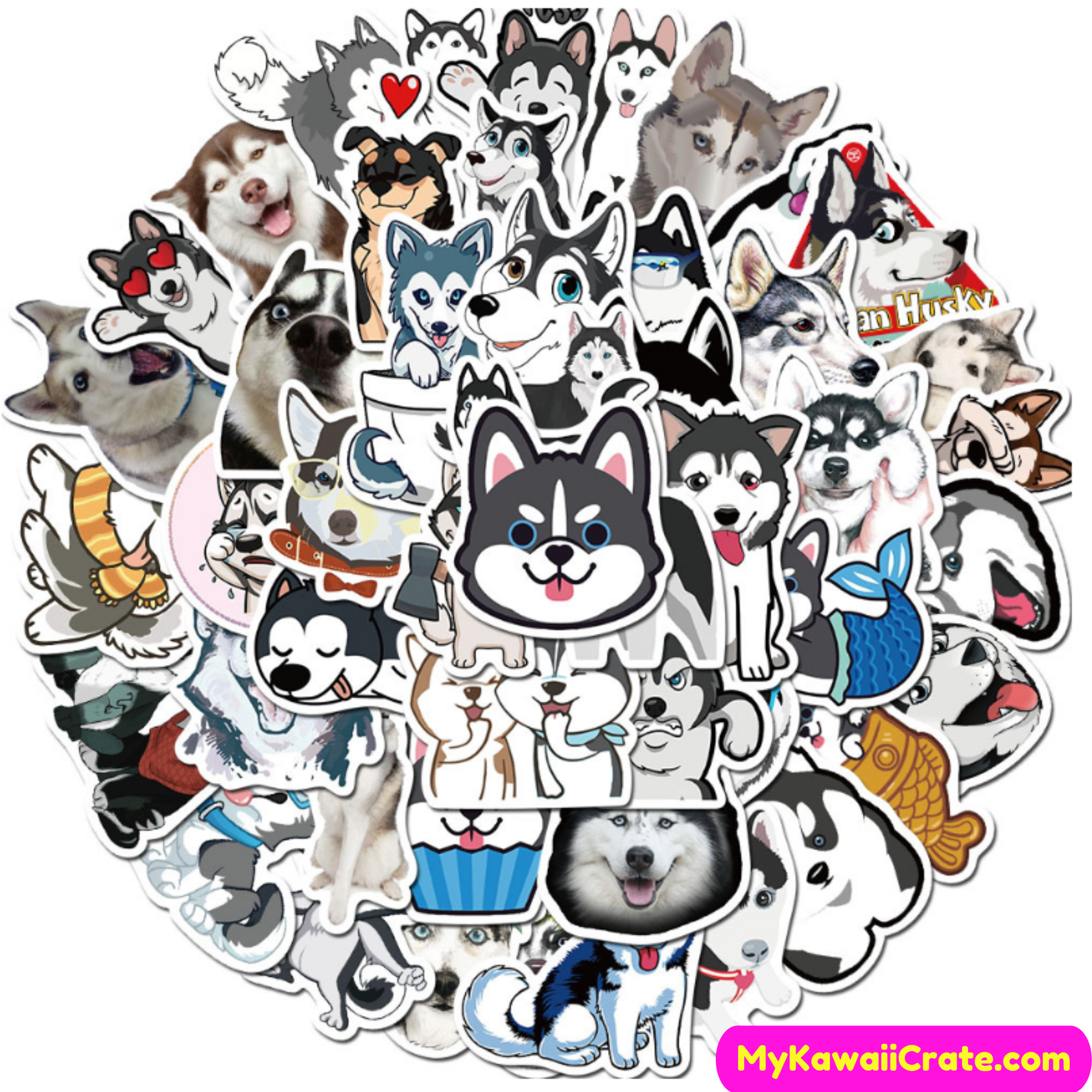 Kawaii Cute Husky Waterproof Stickers, Cute Dog Stickers – MyKawaiiCrate