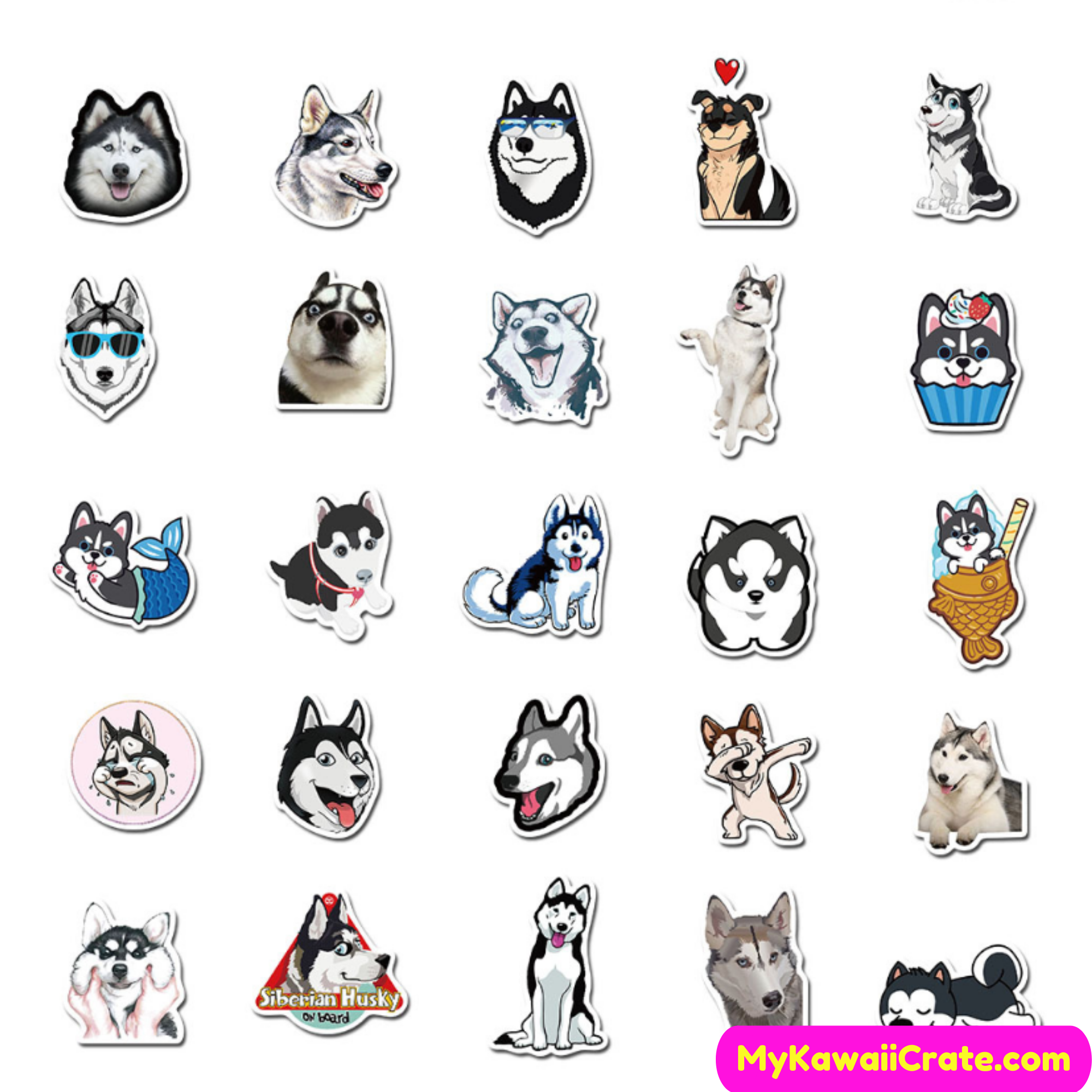 Kawaii Cute Husky Waterproof Stickers, Cute Dog Stickers – MyKawaiiCrate