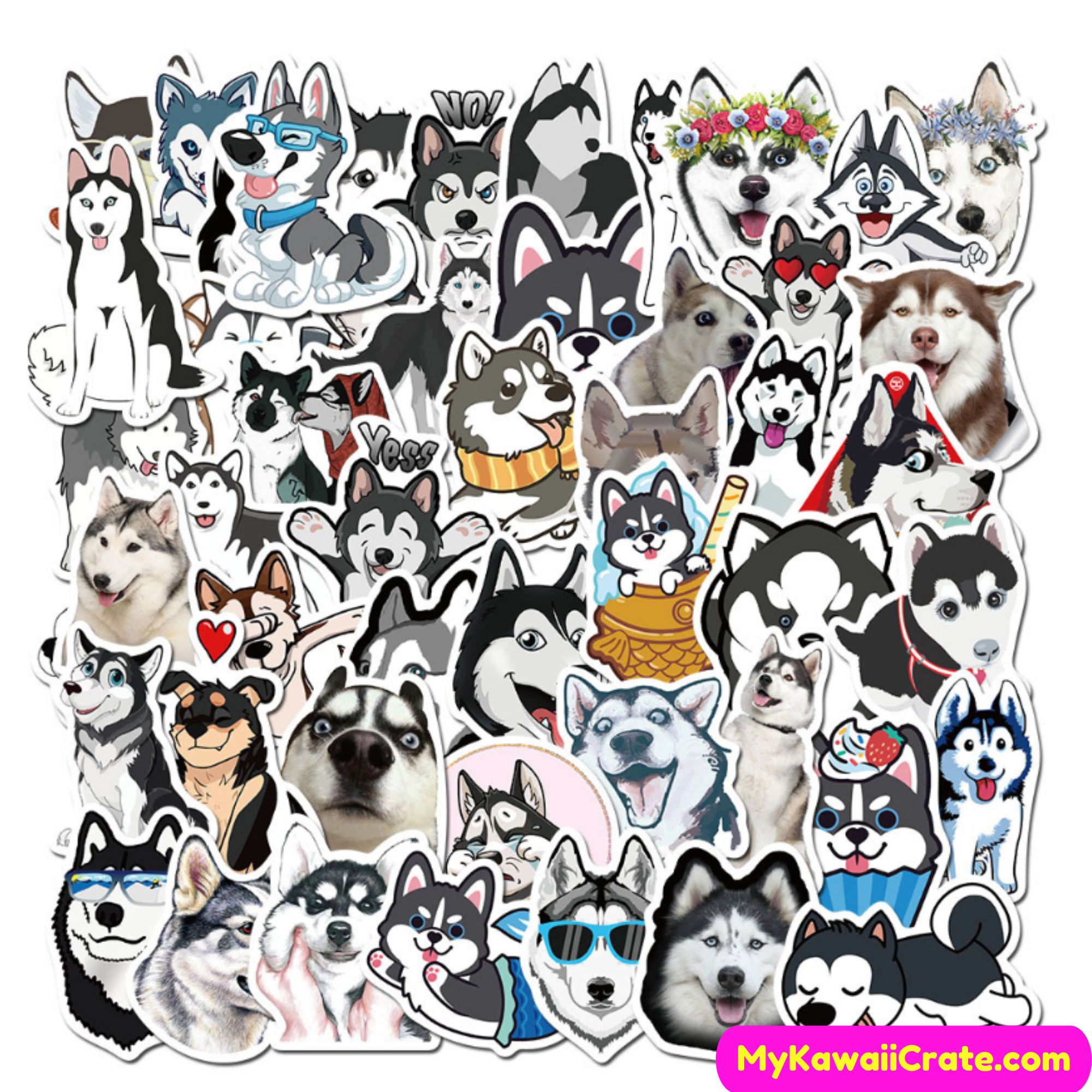 Kawaii Cute Husky Waterproof Stickers, Cute Dog Stickers – MyKawaiiCrate