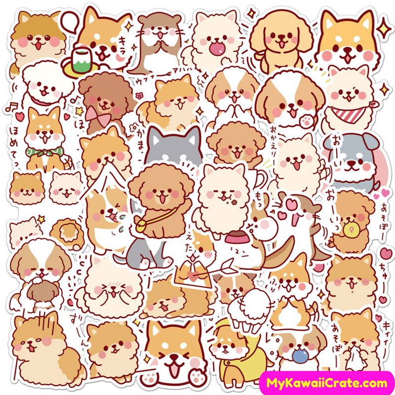 Kawaii Fluffy Dogs Waterproof Stickers, Puppy Stickers – MyKawaiiCrate