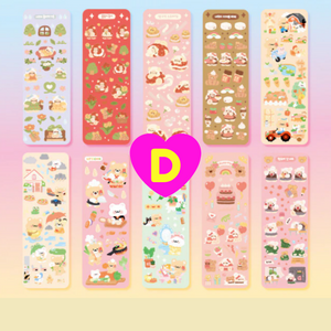 Kawaii Glittery Cartoon Animals Decorative Stickers 10 Sheets Set