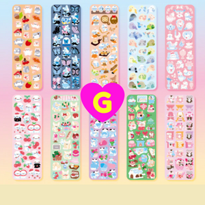 Kawaii Glittery Cartoon Animals Decorative Stickers 10 Sheets Set