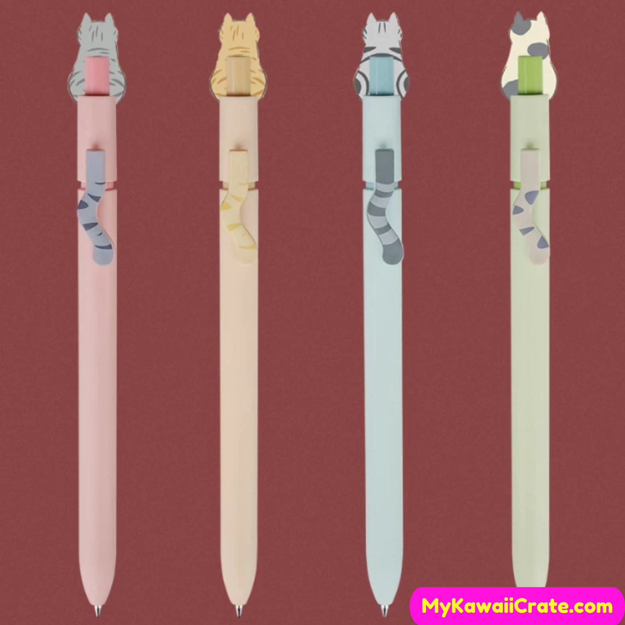 Kawaii Happy Cat Tails Retractable Gel Pens, Cute Cat Gel Pen Set –  MyKawaiiCrate